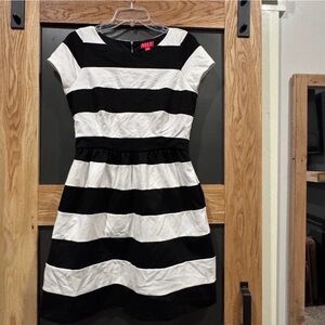 Elle Black and White Striped Mini Dress